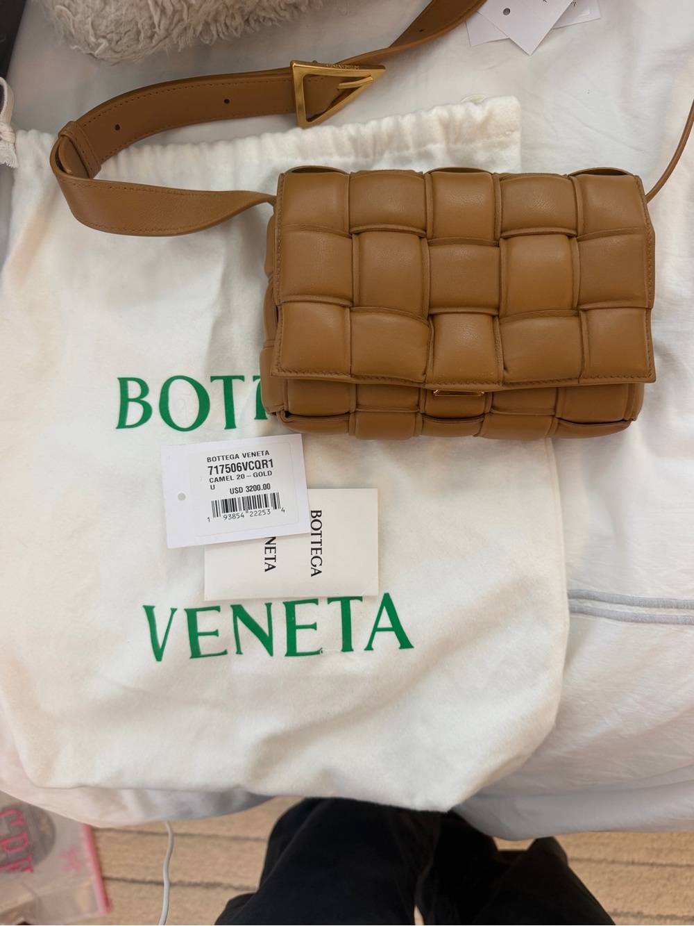 Bottega Veneta Tan Padded Cassette Crossbody Bag